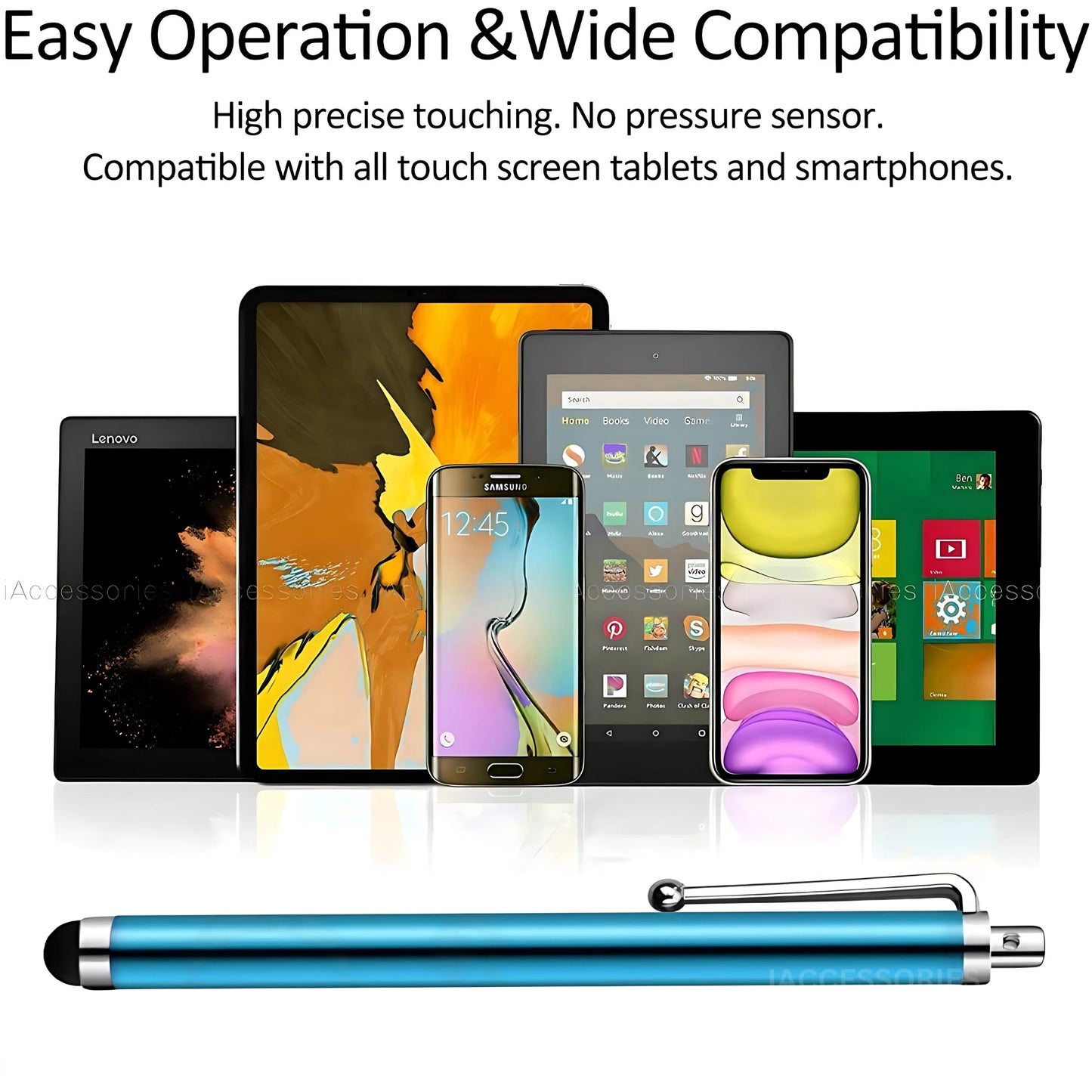 Universal Capacitive Stylus Pens - Pack of 5 (Aqua Blue)