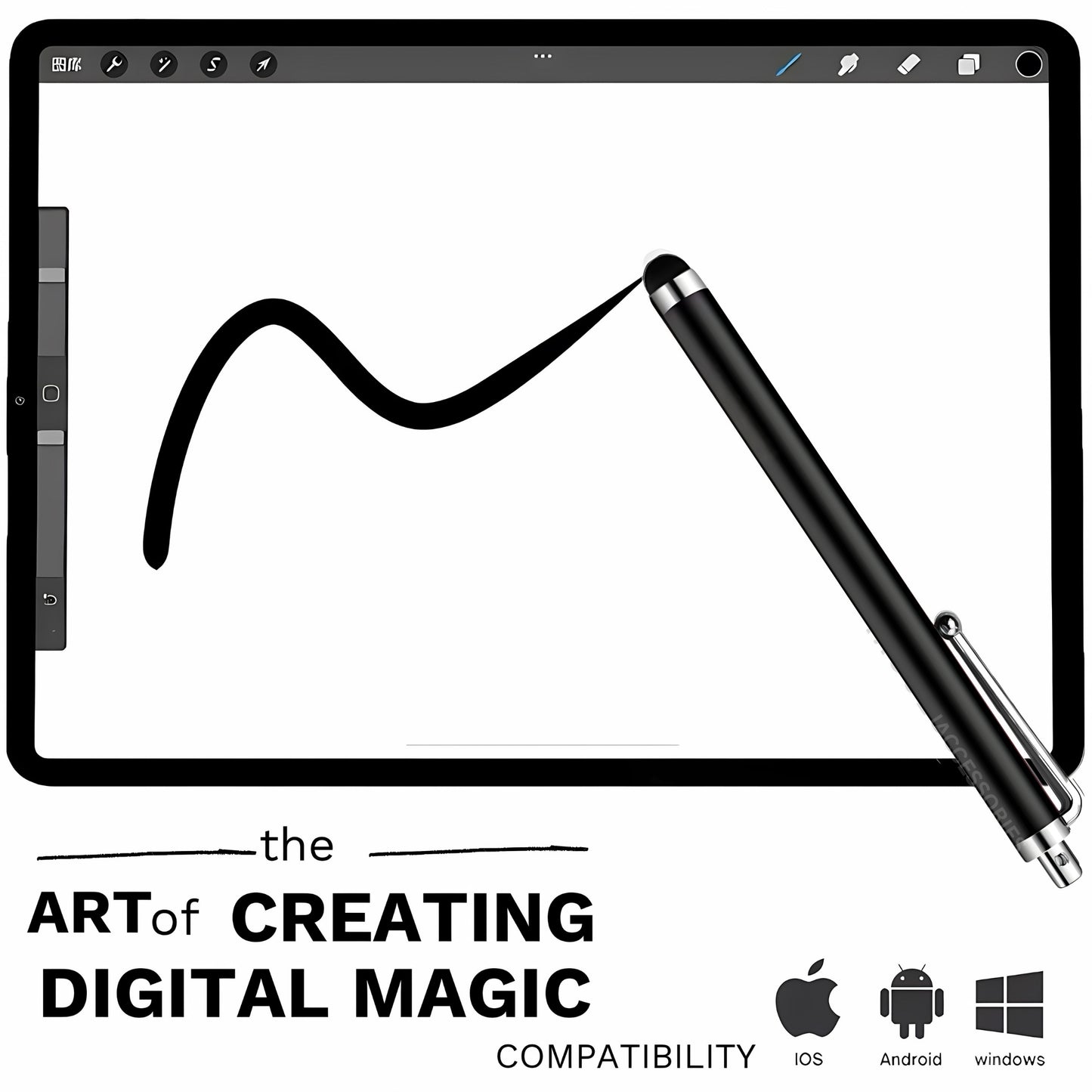 iAccessories Universal Capacitive Stylus Pens for All Touchscreen Devices Compatible with iPhone, iPad, Android Tablets, Mobile Phones - Pack of 10 - Black - iAccessories