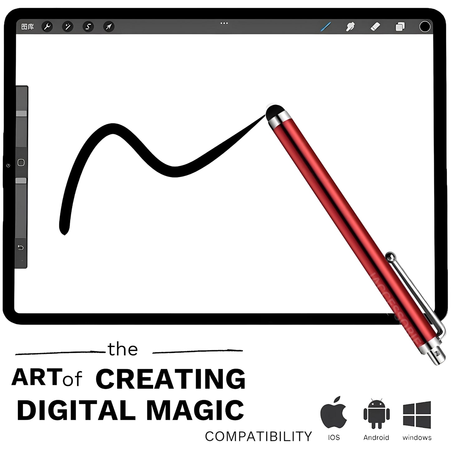 iAccessories Universal Capacitive Stylus Pens - Pack of 3 - Red - Compatible with All Touch Screen Devices, Smartphones, Tablet, Android Mobile Phones - iAccessories