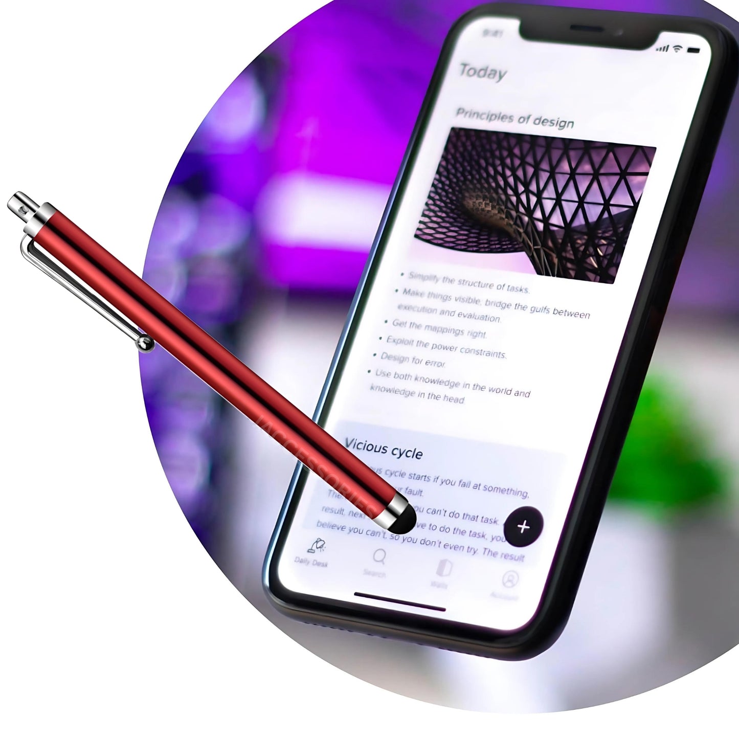 iAccessories Universal Capacitive Stylus Pens - Pack of 3 - Red - Compatible with All Touch Screen Devices, Smartphones, Tablet, Android Mobile Phones - iAccessories