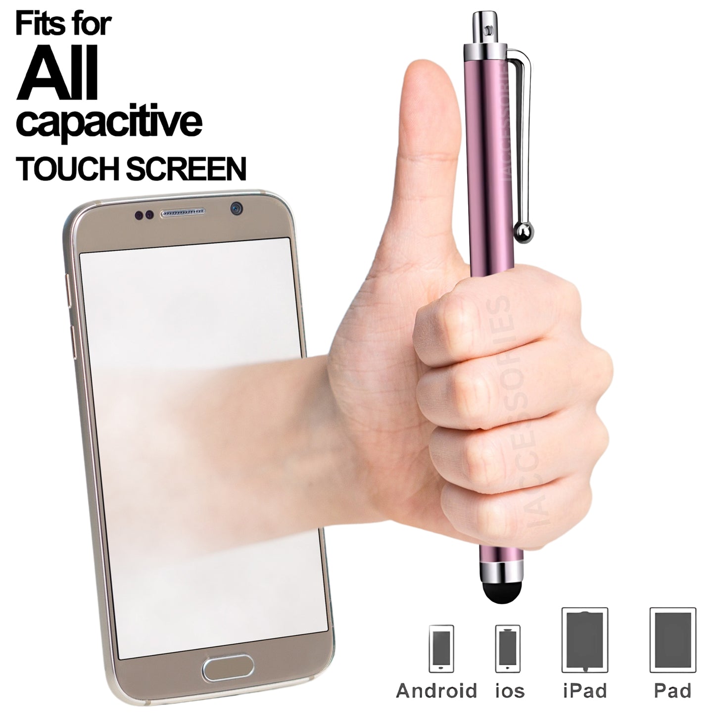 Universal Capacitive Stylus Pens - Pack of 5 (Rose Gold)