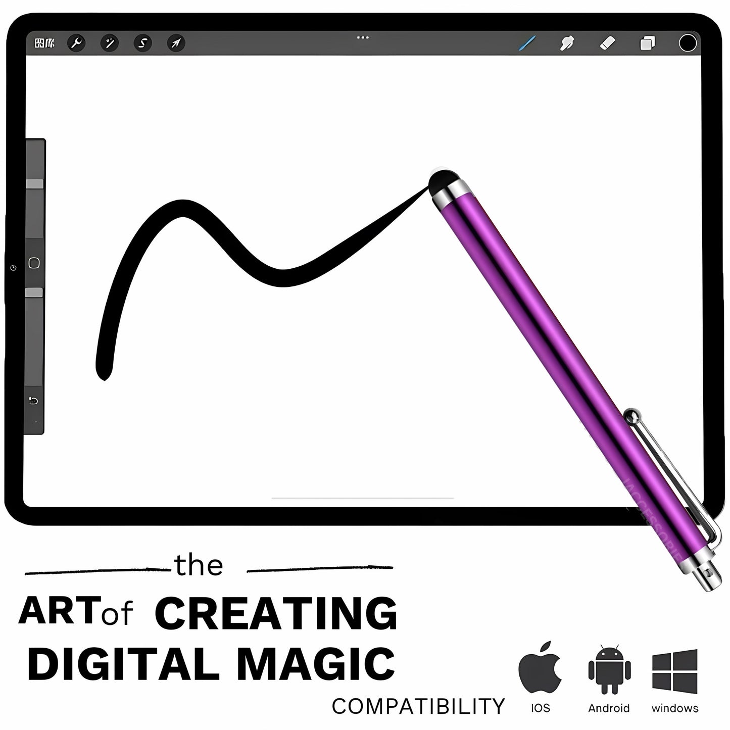 iAccessories Universal Capacitive Stylus Pens - Pack of 3 - Wine Purple - Compatible with All Touch Screen Devices, Smartphones, Tablet, Android Mobile Phones - iAccessories