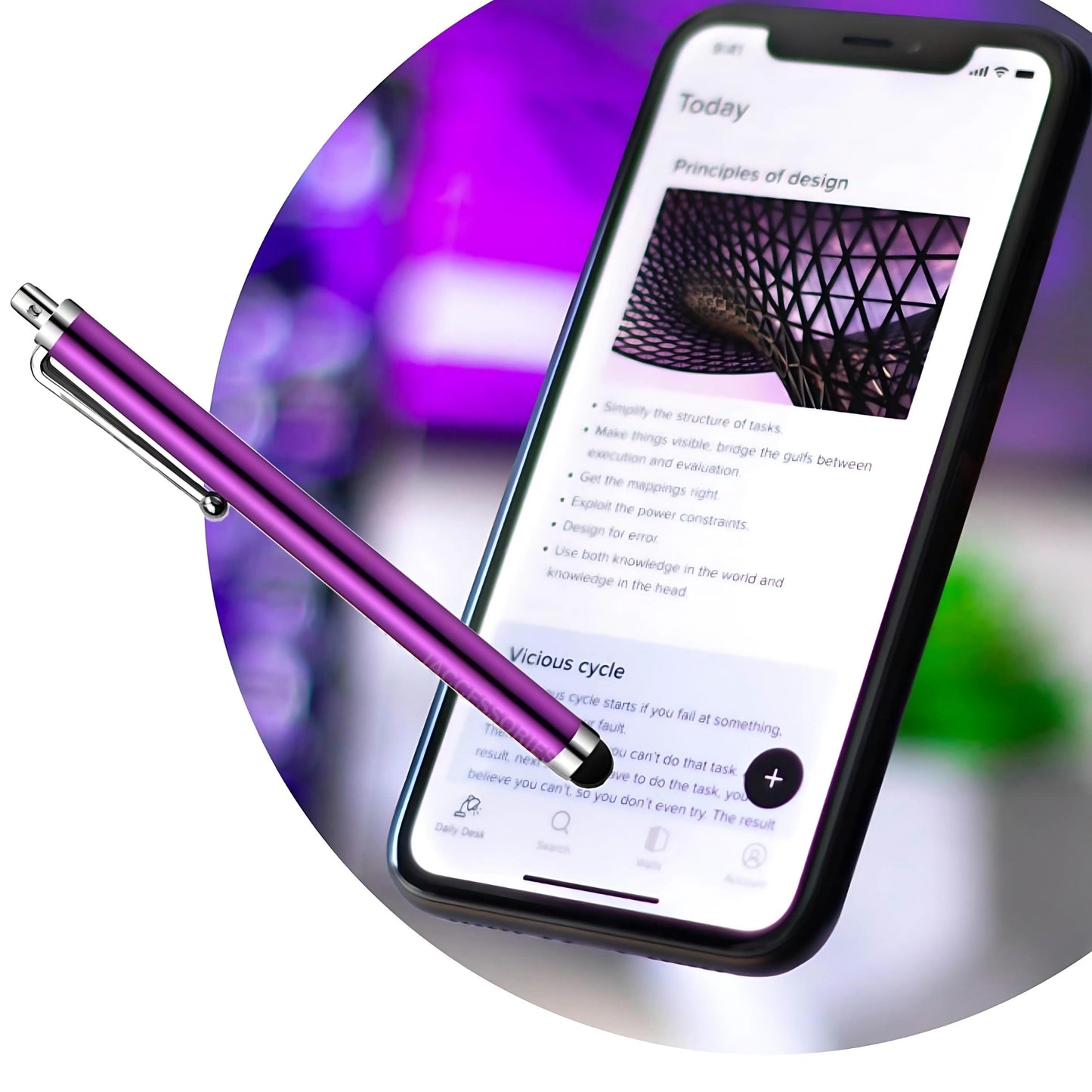iAccessories Universal Capacitive Stylus Pens - Pack of 3 - Wine Purple - Compatible with All Touch Screen Devices, Smartphones, Tablet, Android Mobile Phones - iAccessories