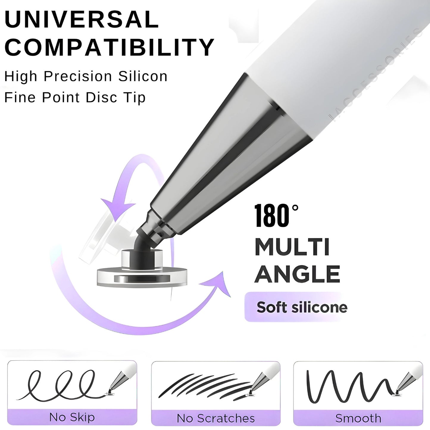 iAccessories 2-Way Dual-Sided Stylus Pen Compatible with All Touch Screen Mobile Phones, Pads, Tablets, iOS, Windows & Android - Purple Gradient - iAccessories