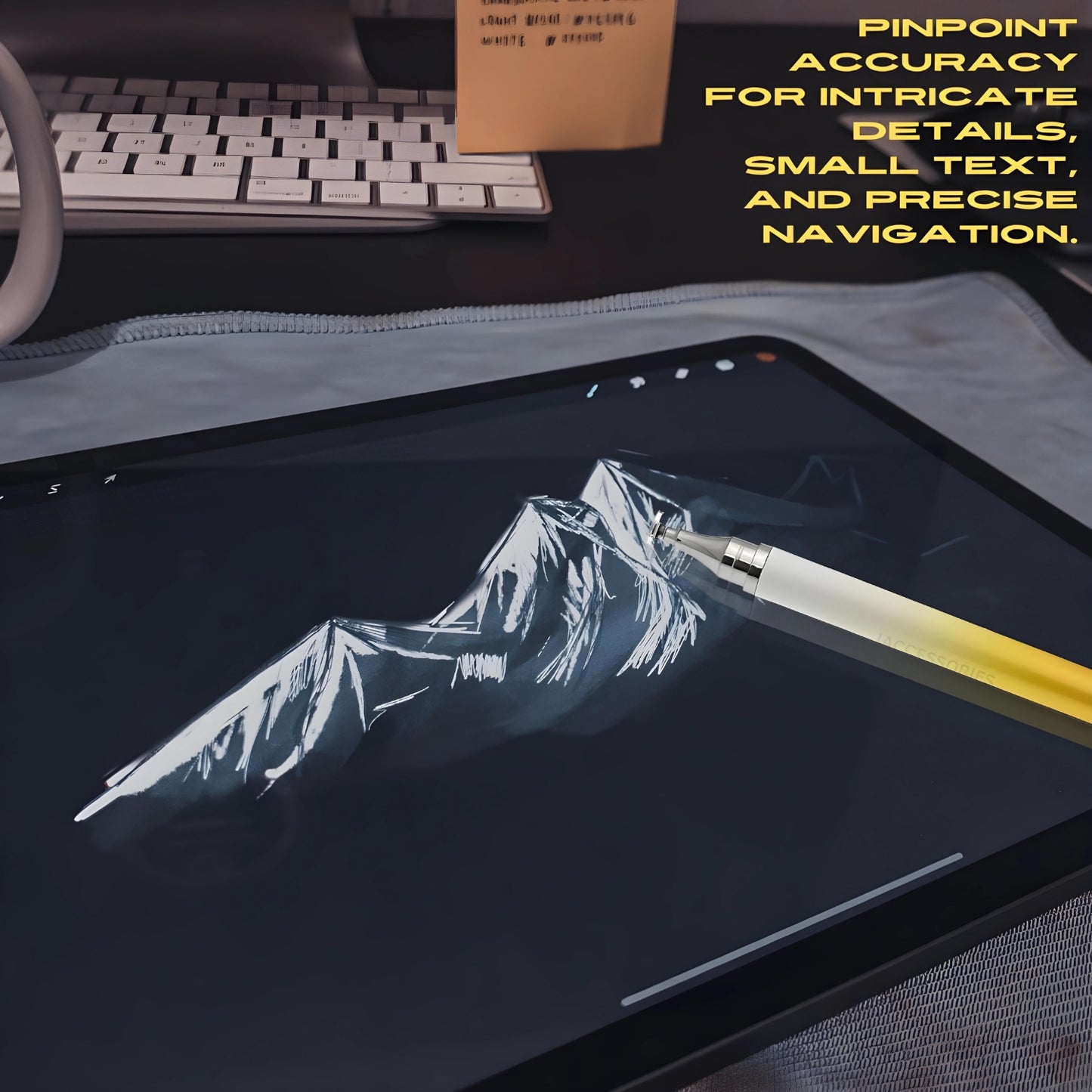 iAccessories 2-Way Dual-Sided Stylus Pen for All Touch Screen Devices Android Mobile Phones Tablets Pads Smartphones - Yellow Gradient - iAccessories