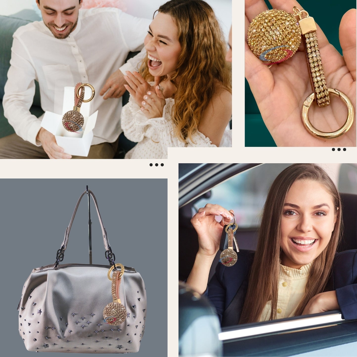 iAccessories Bling Crystal Ball Keychain Charm for Girls - Gold - iAccessories