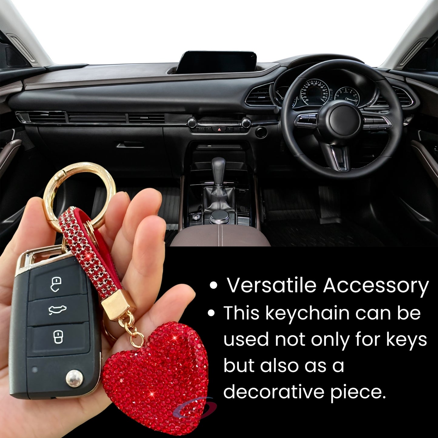 iAccessories Bling Crystal Heart Keychain Charm - Red - iAccessories