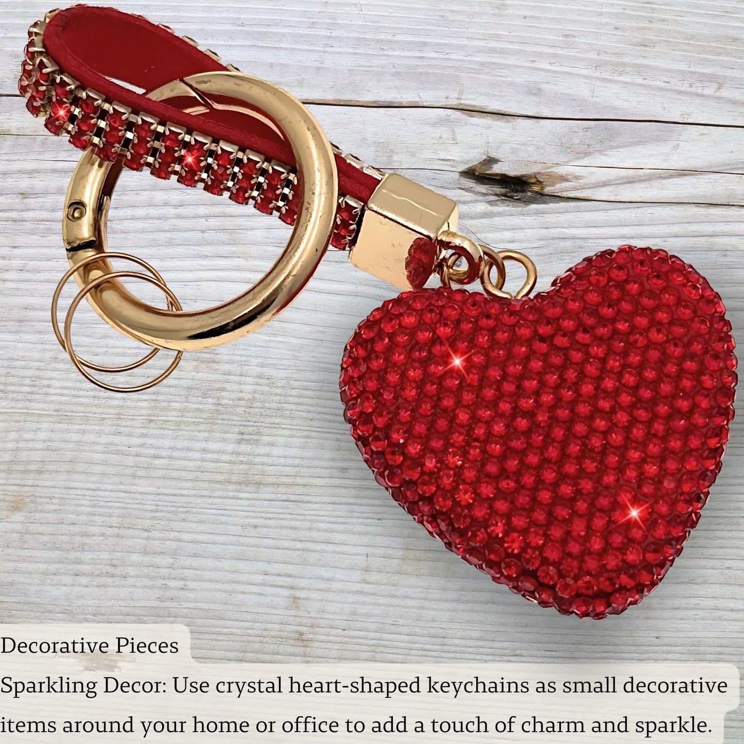 iAccessories Bling Crystal Heart Keychain Charm - Red - iAccessories