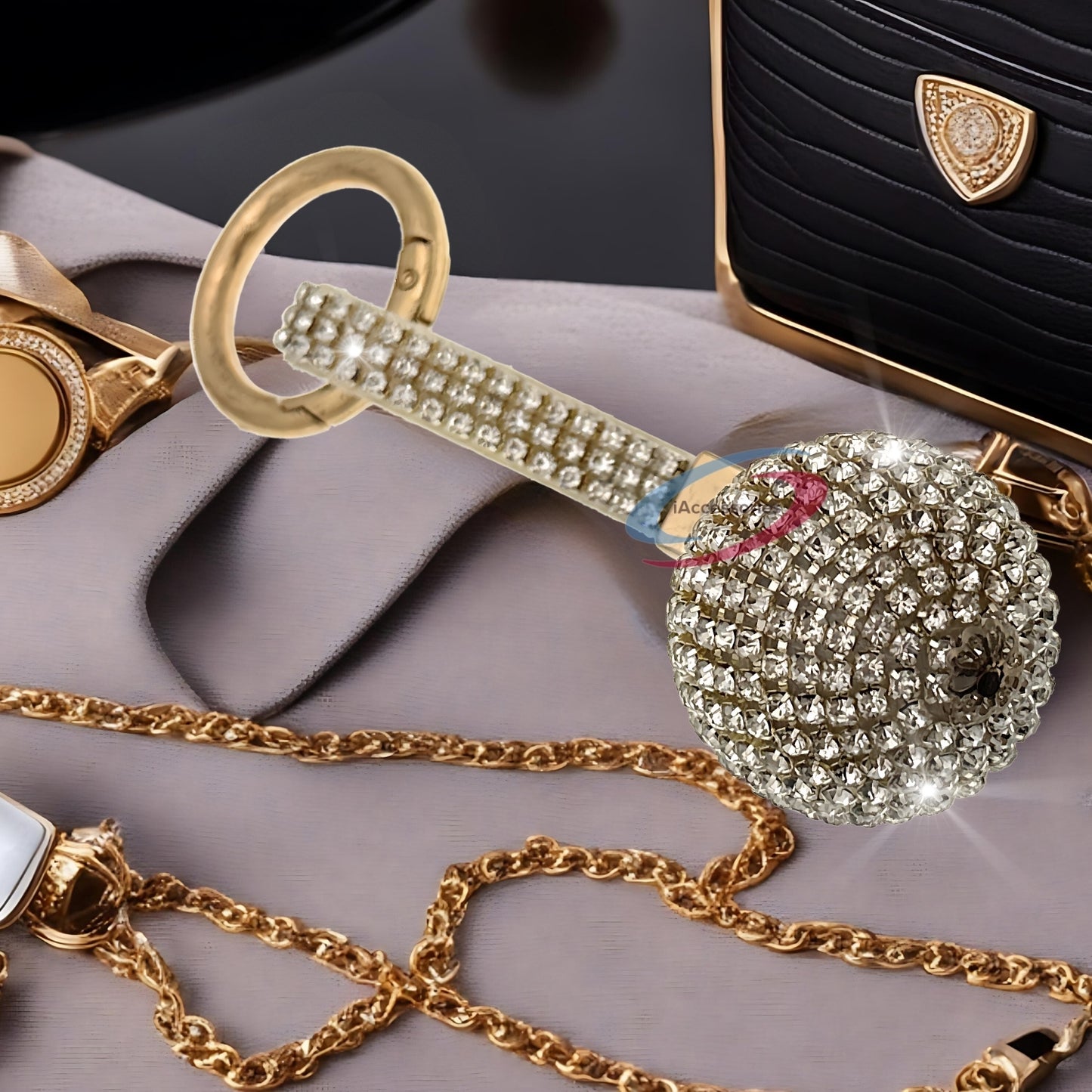 iAccessories Bling Crystal Ball Keychain Charm for Girls - Silver - iAccessories