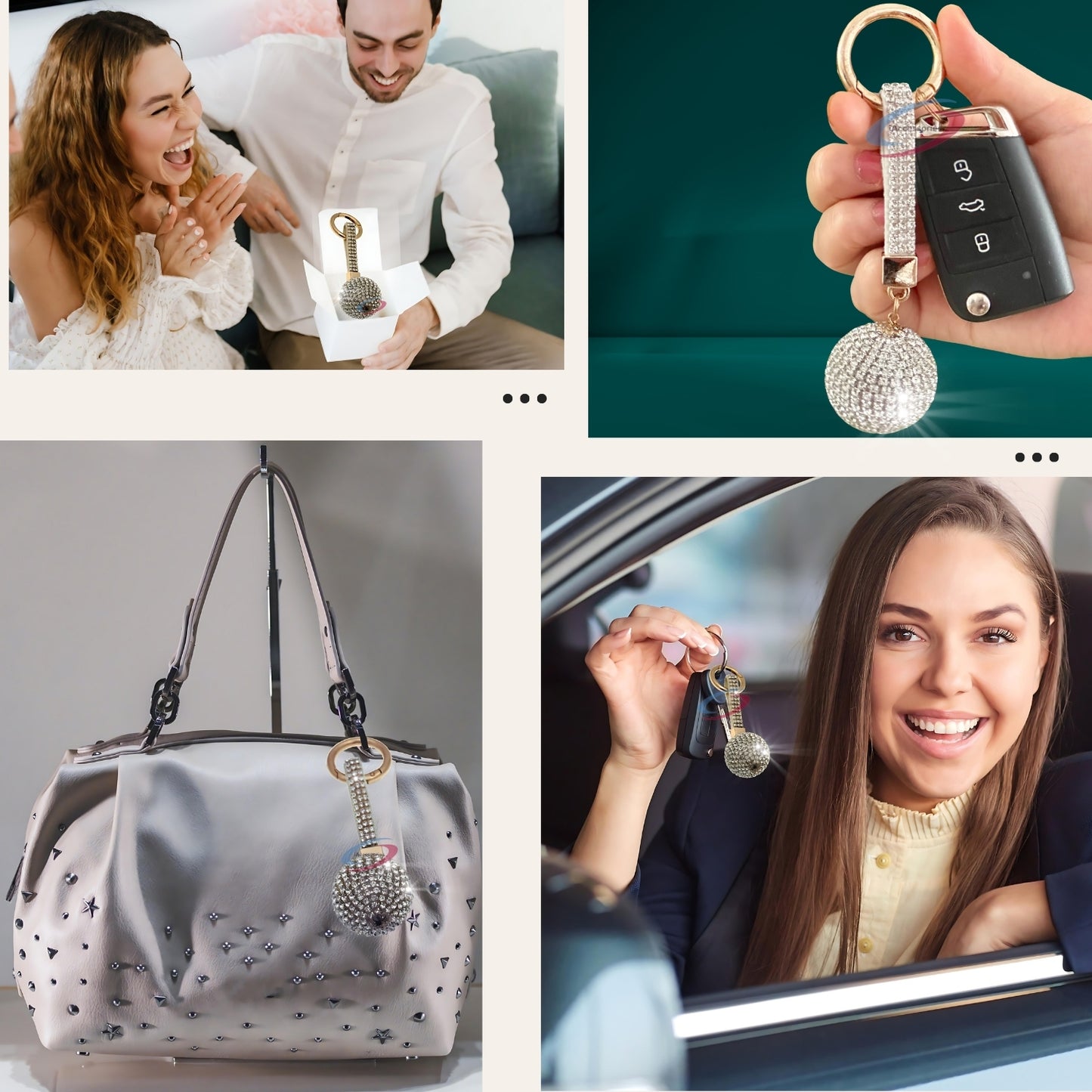 iAccessories Bling Crystal Ball Keychain Charm for Girls - Silver - iAccessories