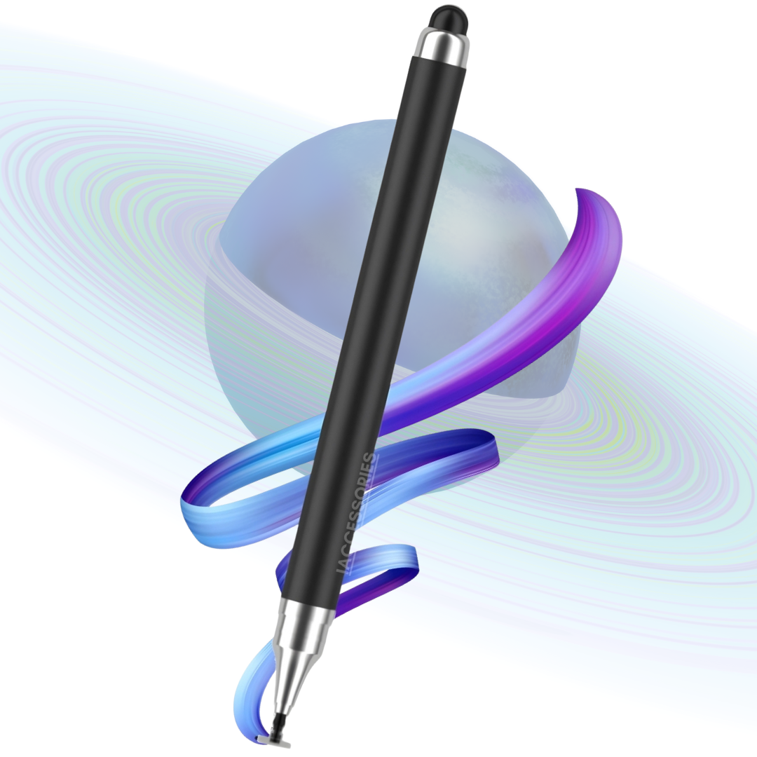 iAccessories 2-Way Dual-Sided Stylus Pen Compatible with All Touch Screen Mobile Phones, Pads, Tablets, iOS, Windows & Android - Black - iAccessories