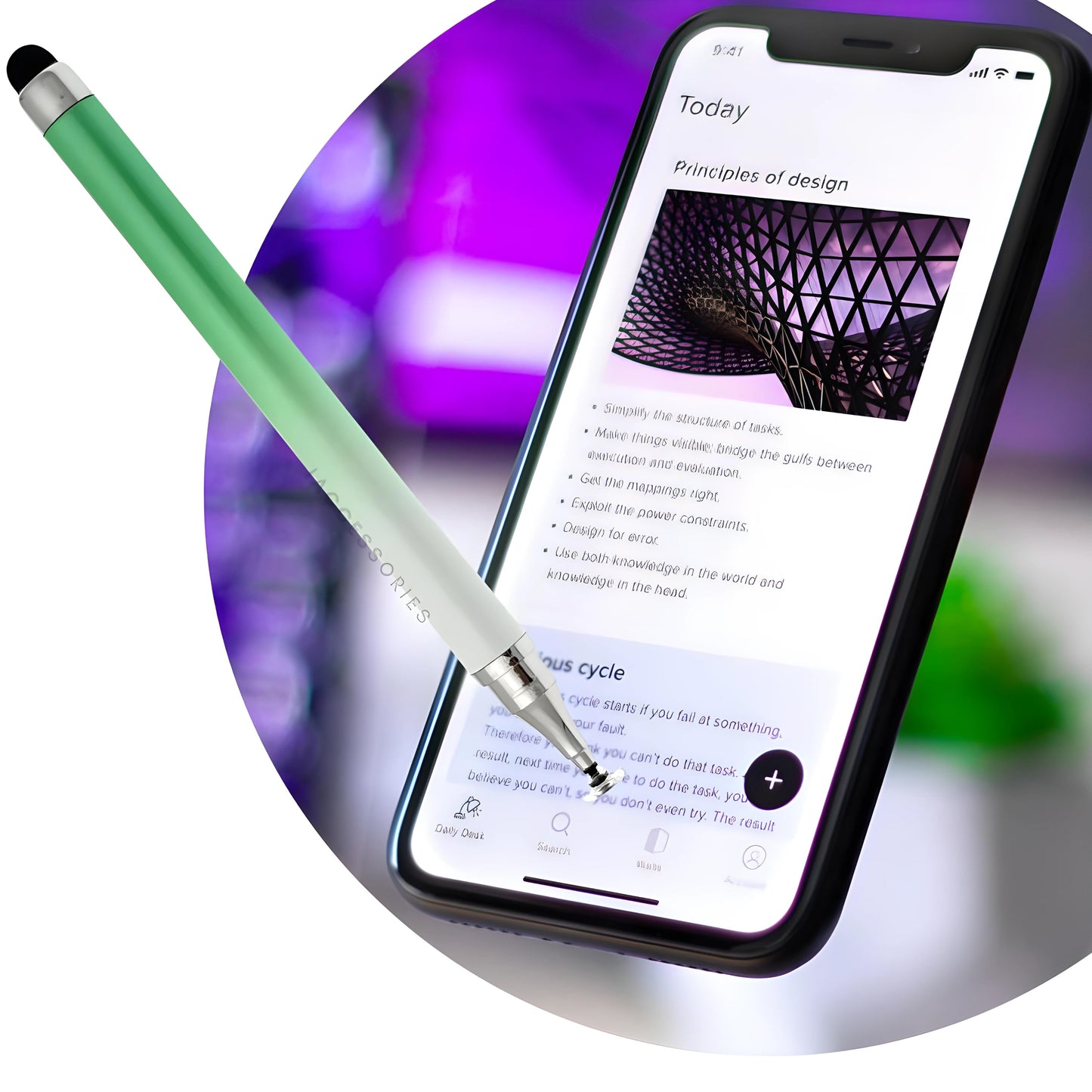 iAccessories 2-Way Dual Sided Silicon Tip Stylus Pen Compatible with All Touch Screen Devices Tablets iPad iPhone Android Mobile Phones - Gradient Green - iAccessories