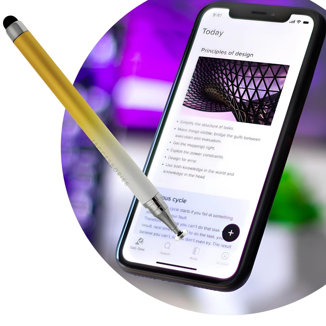iAccessories 2-Way Dual-Sided Stylus Pen for All Touch Screen Devices Android Mobile Phones Tablets Pads Smartphones - Yellow Gradient - iAccessories