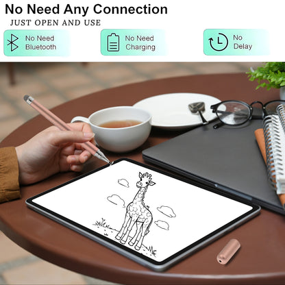 IAccessories 2-Way Universal Stylus Pen - Fine Point Disc Tip & Round Fiber Tip for iOS & Android - Rosegold
