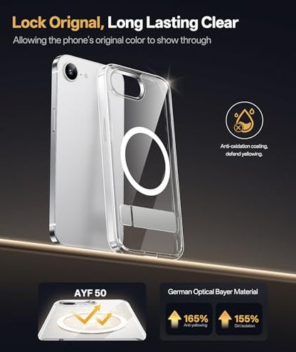 Vihibii Clear MagSafe Case for iPhone 16e/SE 4 – Stand, Shockproof