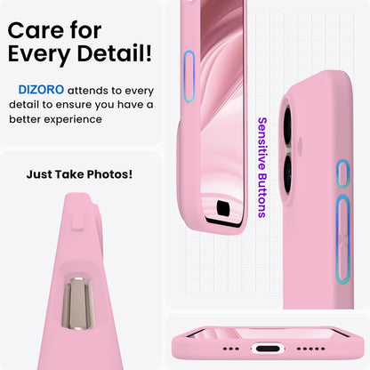 DIZORO Slim Liquid Silicone Case for iPhone 16 Plus – Pink