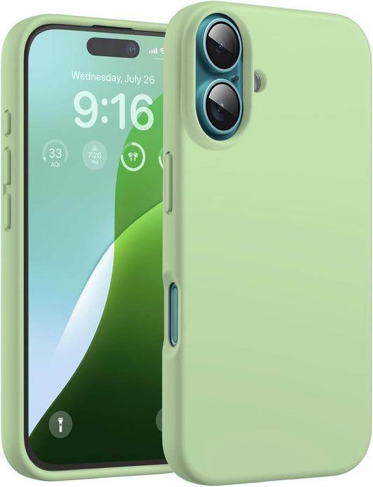 DIZORO Slim Liquid Silicone Case for iPhone 16 Plus – Matcha