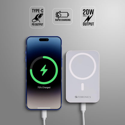 ZEBRONICS MW63 10000mAh MagSafe Wireless Power Bank