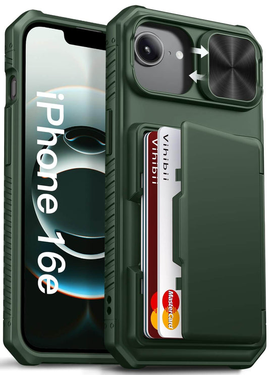 Vihibii Wallet Case for iPhone 16e/SE 4 – Green, RFID Safe