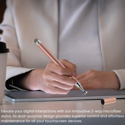 IAccessories 2-Way Universal Stylus Pen - Fine Point Disc Tip & Round Fiber Tip for iOS & Android - Rosegold