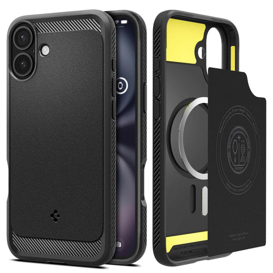 Spigen Rugged Armor MagFit Case for iPhone 16 Plus – Black