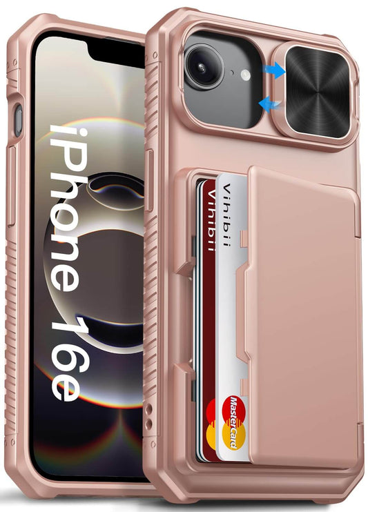 Vihibii Wallet Case for iPhone 16e/SE 4 – Rose Gold, RFID