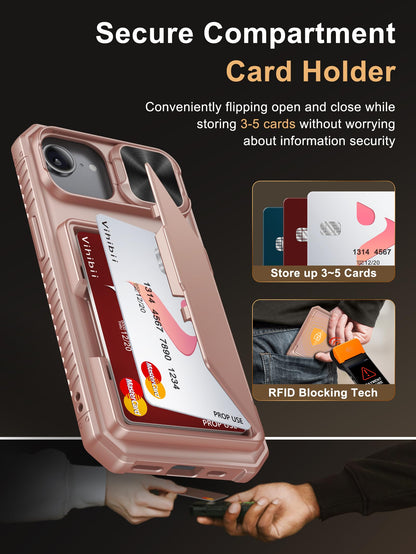 Vihibii Wallet Case for iPhone 16e/SE 4 – Rose Gold, RFID