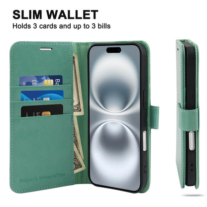 MONASAY Vegan Leather Wallet Case for iPhone 16 Plus