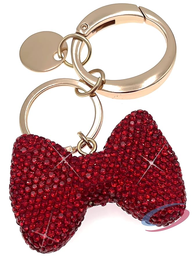 iAccessories Bling Crystal Bow Keychain Charm for Girls - Red - iAccessories