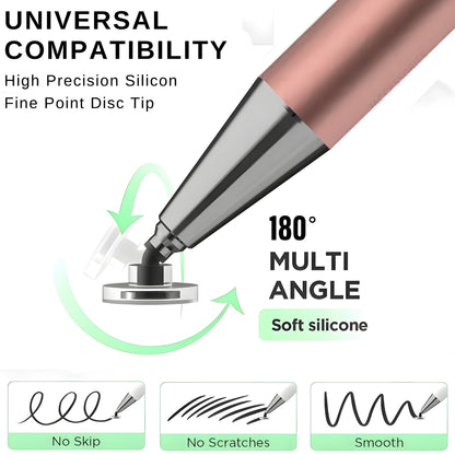IAccessories 2-Way Universal Stylus Pen - Fine Point Disc Tip & Round Fiber Tip for iOS & Android - Rosegold - iAccessories