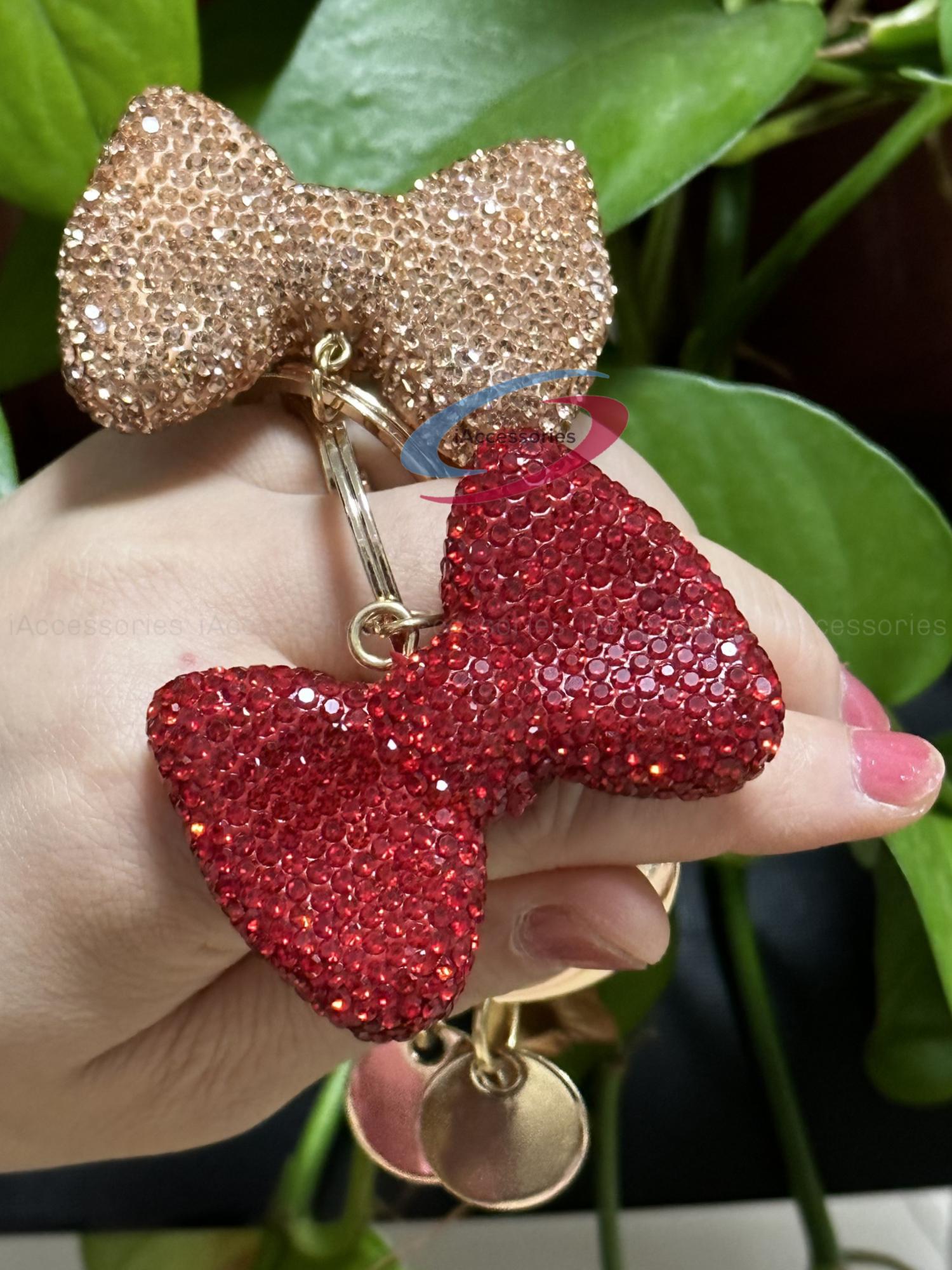 iAccessories Bling Crystal Bow Keychain Charm for Girls - Red - iAccessories
