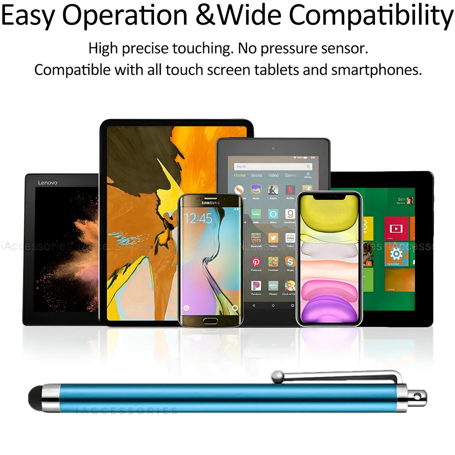 iAccessories Universal Capacitive Stylus Pens - Pack of 10 - AquA - Compatible with All Touch Screen Devices, Smartphones, Tablet, Android Mobile Phones - iAccessories
