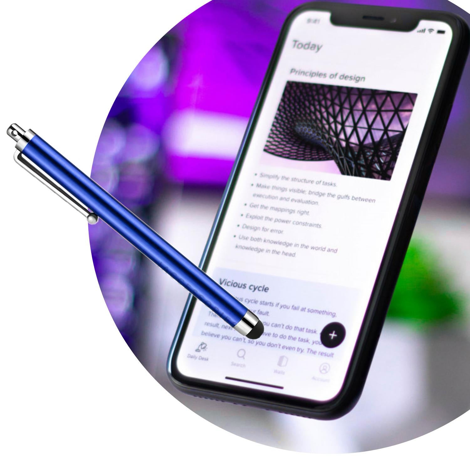 iAccessories Universal Capacitive Stylus Pens - Pack of 10 - Navy - Compatible with All Touch Screen Devices, Smartphones, Tablet, Android Mobile Phones - iAccessories