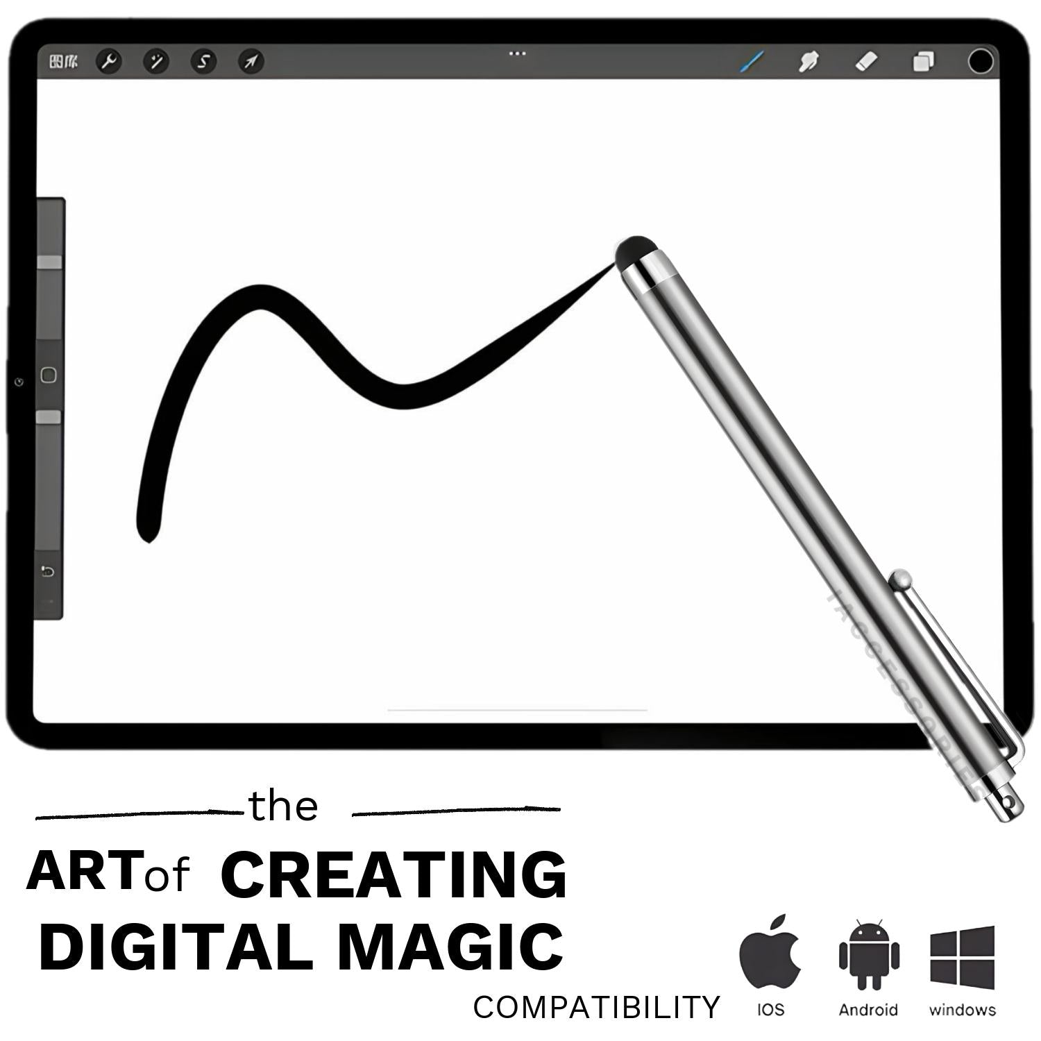 iAccessories Universal Capacitive Stylus Pens Compatible with All Touch Screen Devices, Smartphones, Tablet, Android Mobile Phones - Pack of 10, Silver | Black - iAccessories