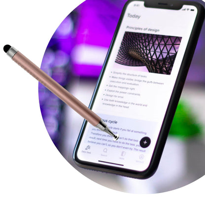 iAccessories 2-Way Dual-Sided Stylus Pen Compatible with All Touch Screen Devices, iPhone, iPads, Tablets, iOS, Windows & Android Mobile Phones - Rose Gold - iAccessories