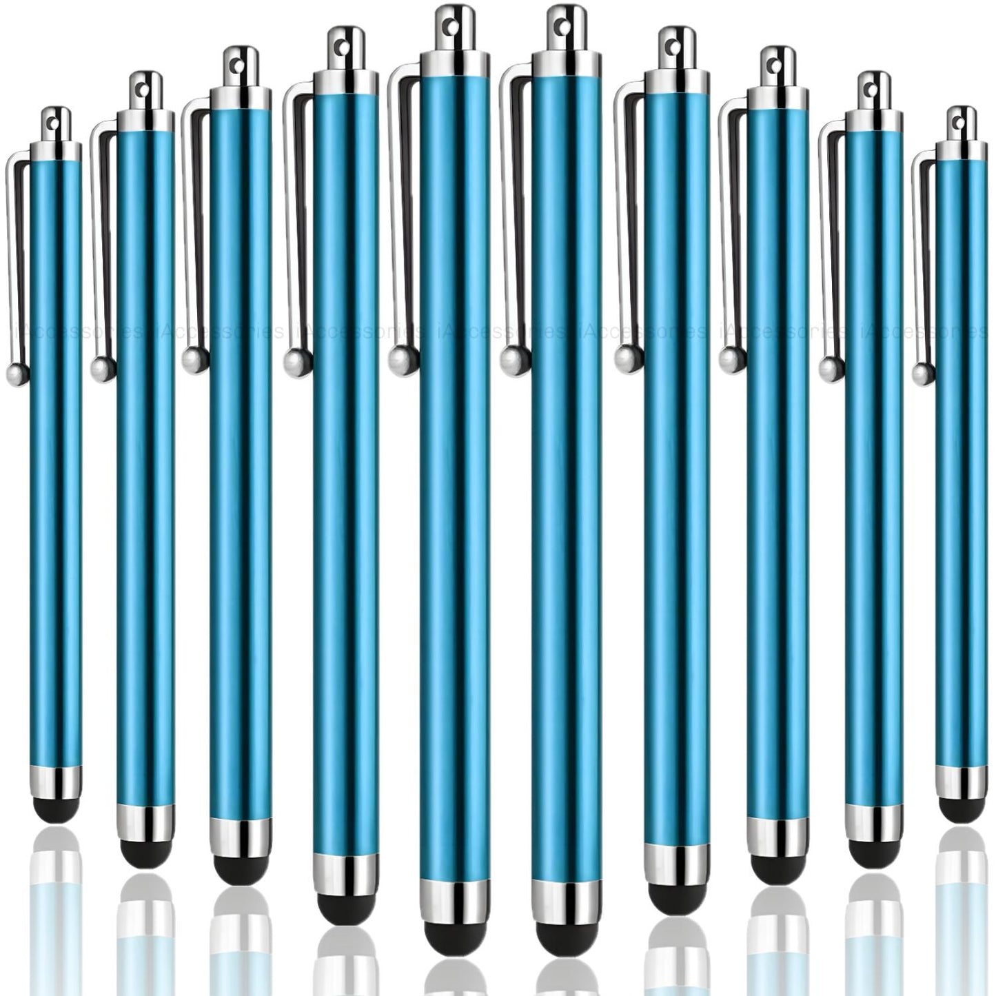 iAccessories Universal Capacitive Stylus Pens - Pack of 10 - AquA - Compatible with All Touch Screen Devices, Smartphones, Tablet, Android Mobile Phones - iAccessories
