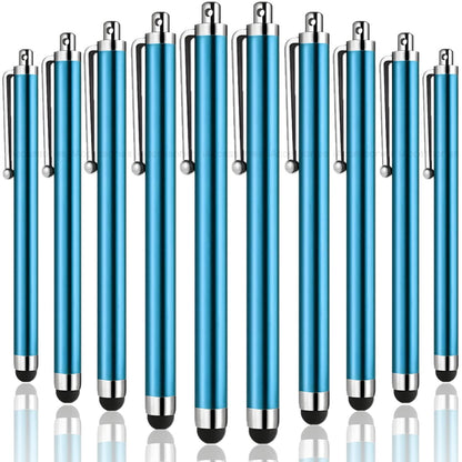 iAccessories Universal Capacitive Stylus Pens - Pack of 10 - AquA - Compatible with All Touch Screen Devices, Smartphones, Tablet, Android Mobile Phones - iAccessories