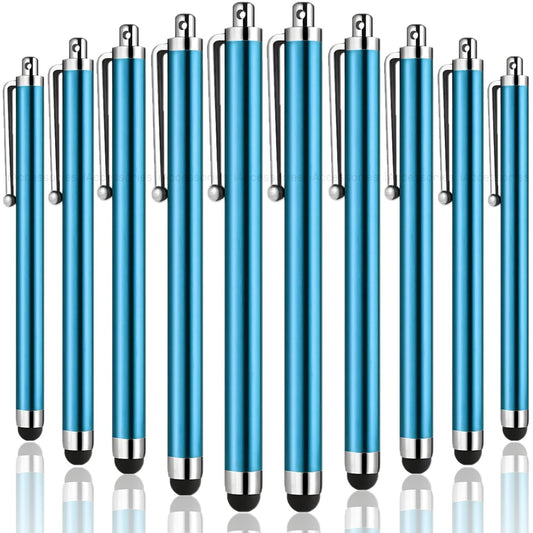 iAccessories Universal Capacitive Stylus Pens - Pack of 10 - AquA - Compatible with All Touch Screen Devices, Smartphones, Tablet, Android Mobile Phones - iAccessories