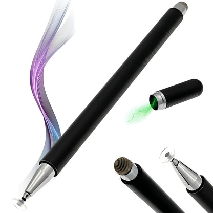 iAccessories 2 Way Magnetic Stylus Pen with Fiber & Fine Point Silicone Disc Tip - Black - iAccessories