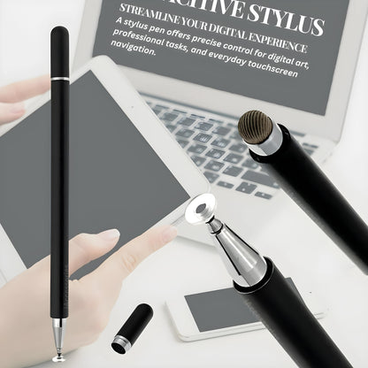 iAccessories 2 Way Magnetic Stylus Pen with Fiber & Fine Point Silicone Disc Tip - Black - iAccessories