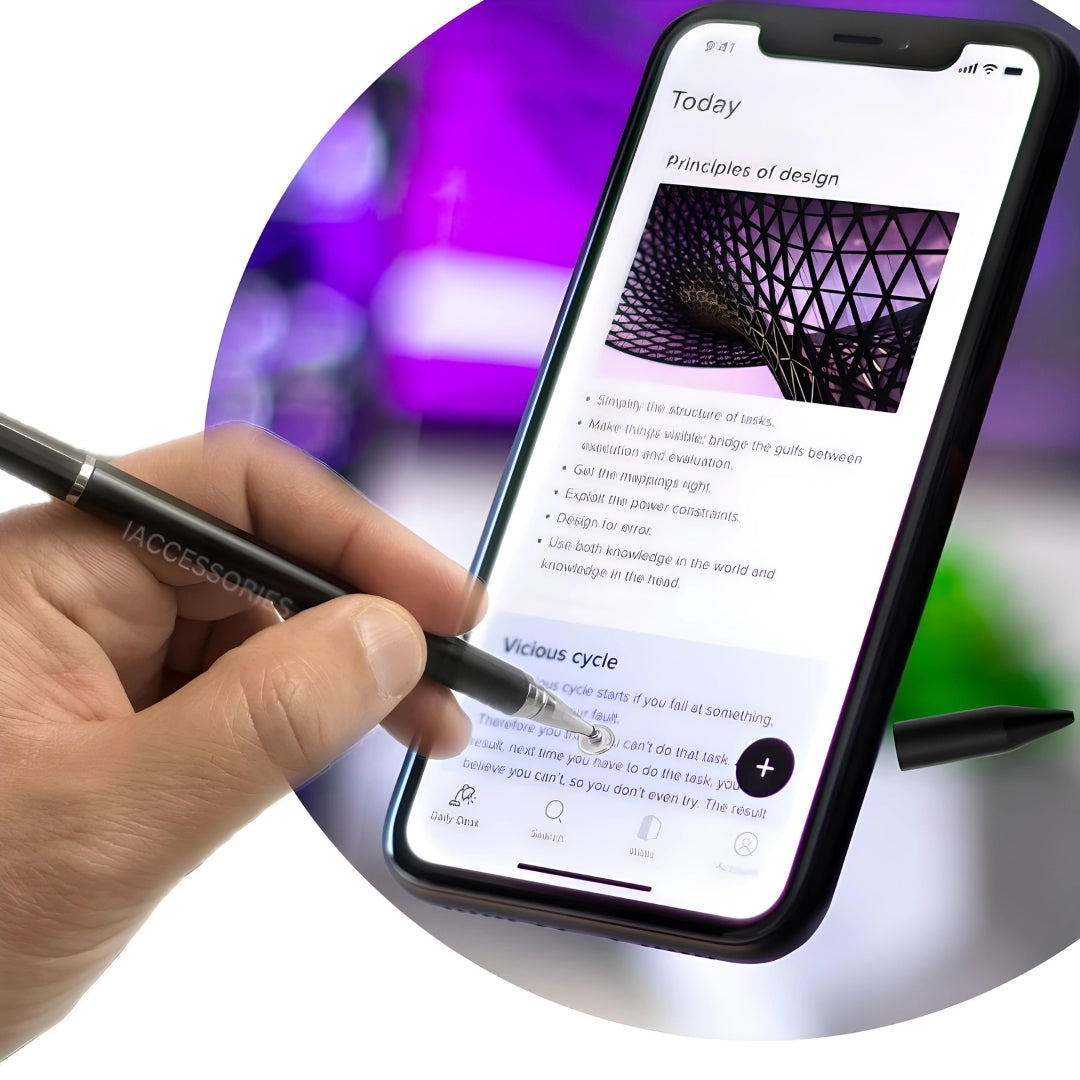 iAccessories 3 in 1 Stylus with Ballpoint Pen for iPhone, iPad, Android - Black - iAccessories