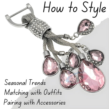 iAccessories Bling Colored Rhinestones Keychain Charm for Girls - Pink - iAccessories