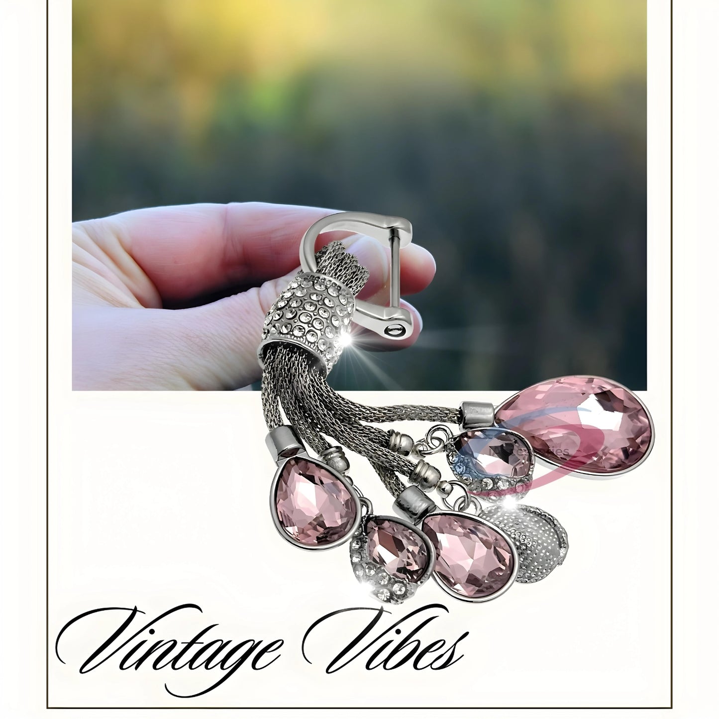 iAccessories Bling Colored Rhinestones Keychain Charm for Girls - Pink - iAccessories