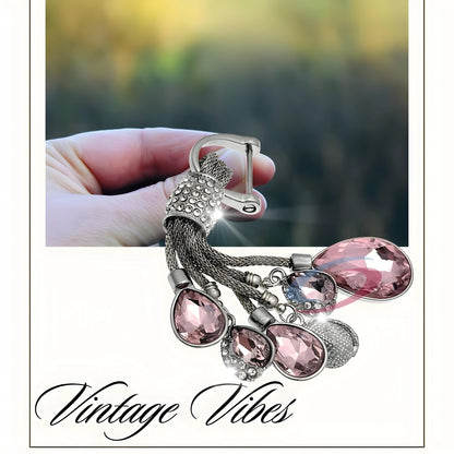 iAccessories Bling Colored Rhinestones Keychain Charm for Girls - Pink - iAccessories