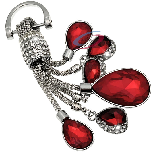 iAccessories Bling Colored Rhinestones Keychain Charm for Girls - Red