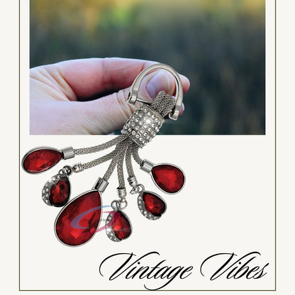 iAccessories Bling Colored Rhinestones Keychain Charm for Girls - Red - iAccessories
