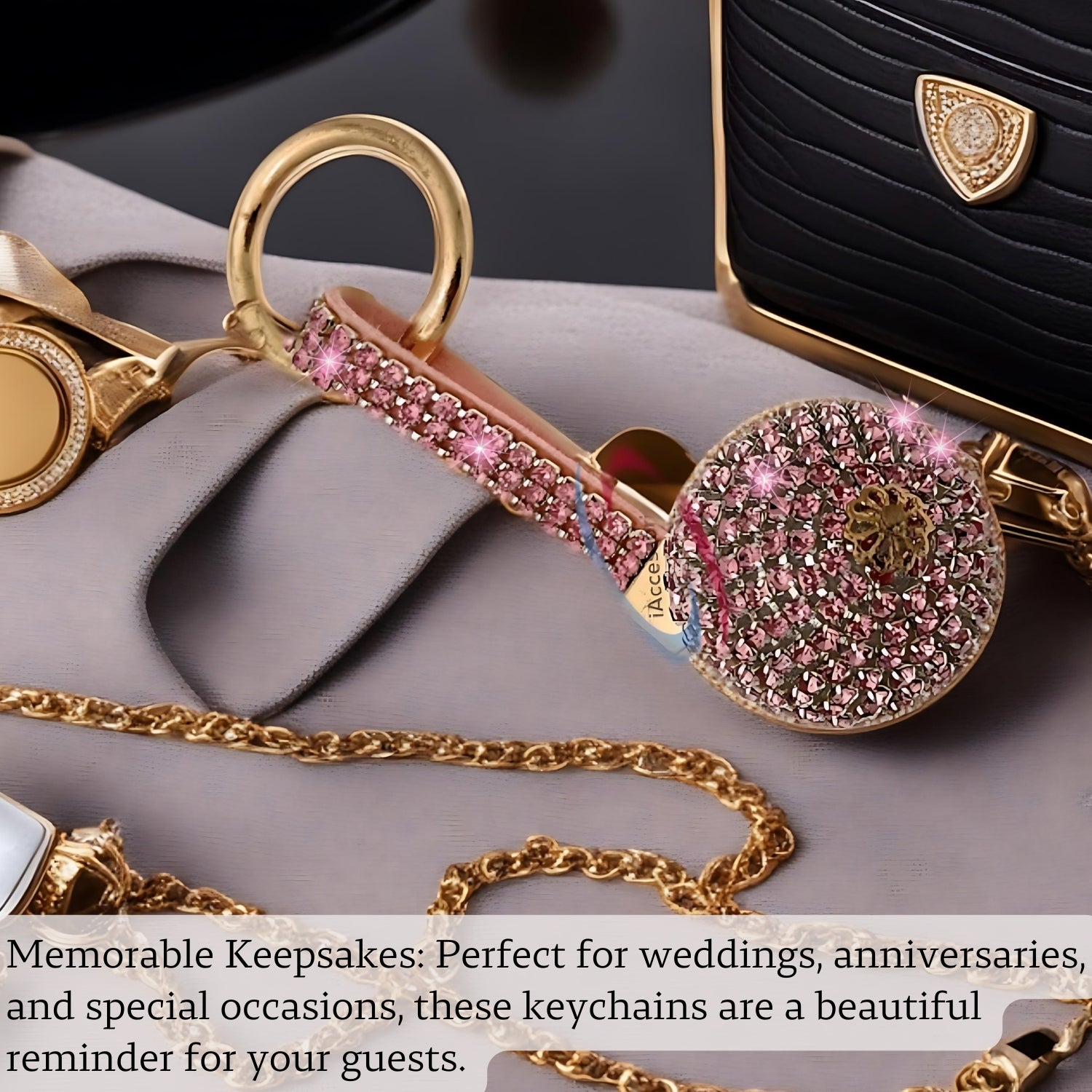 iAccessories Bling Crystal Ball Keychain Charm for Girls - Pink - iAccessories
