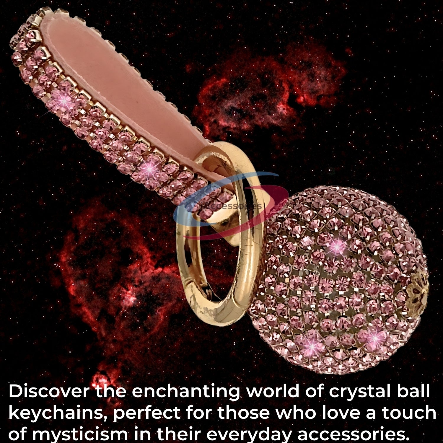 iAccessories Bling Crystal Ball Keychain Charm for Girls - Pink - iAccessories