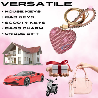 iAccessories Bling Crystal Heart Keychain Charm - Pink - iAccessories