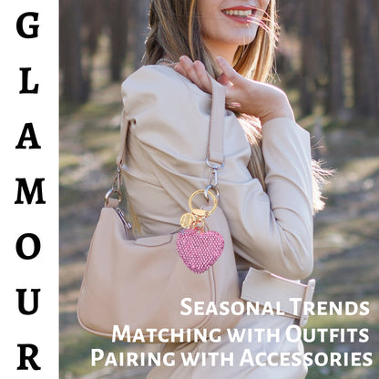 Chic 3D Crystal Heart Keychain – Elegant Pink Rhinestone Love Charm for Bags, Cars & Gifts - iAccessories